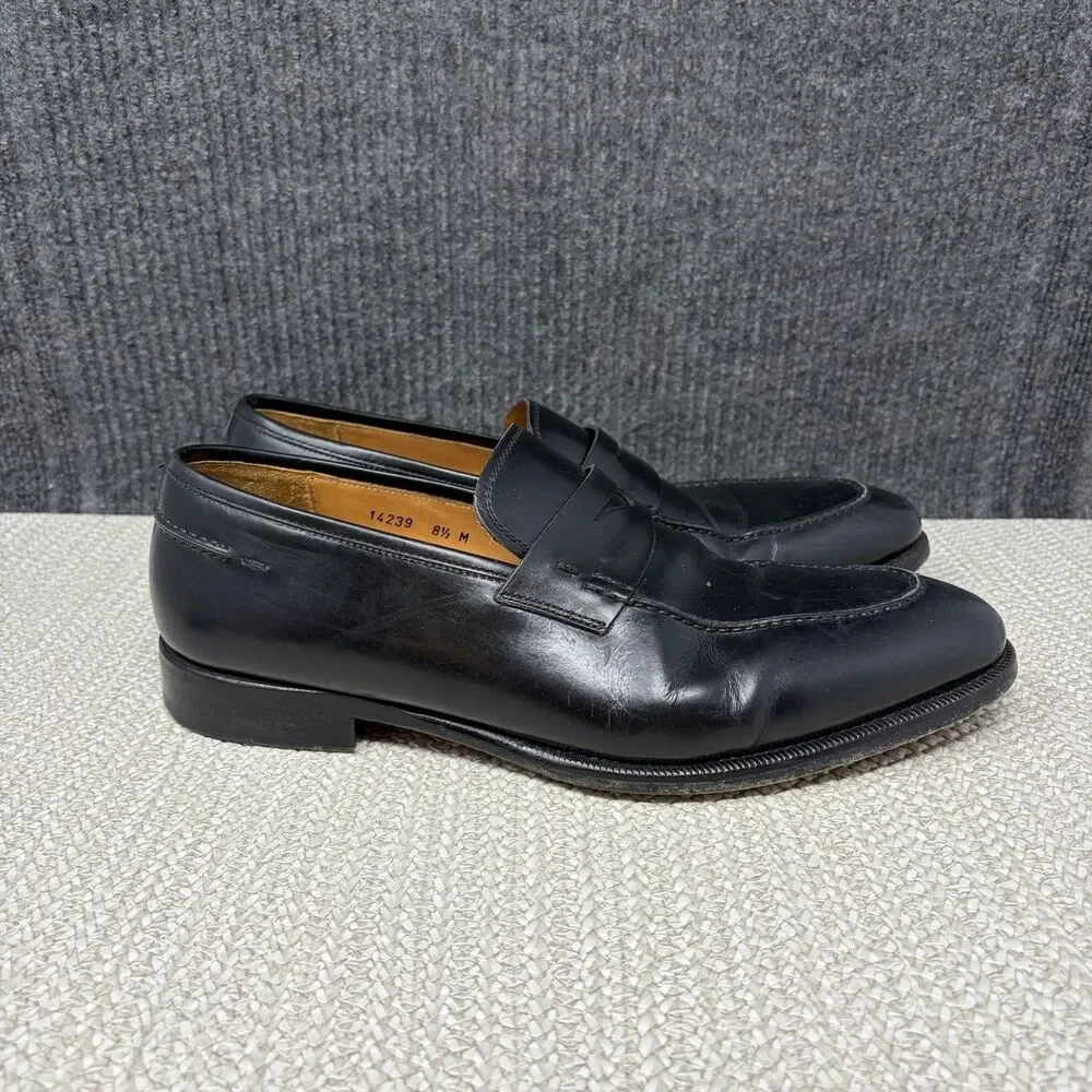 Magnanni Magico Penny Loafers Black Leather Dress Shoes Oxfords Mens 8.5 14239